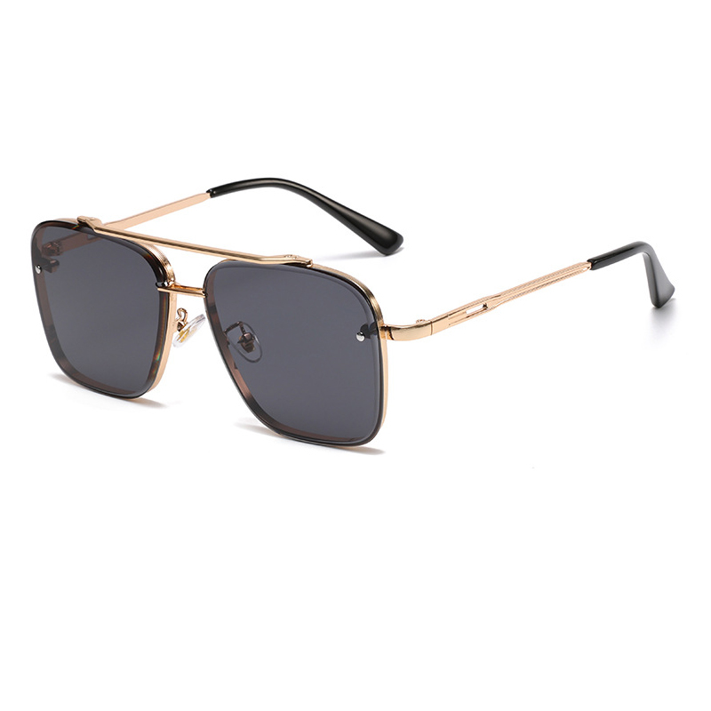 Gafas de sol de color degradado Gafas de sol con montura metálica grande para hombre Protección UV400 para mujer: Oro