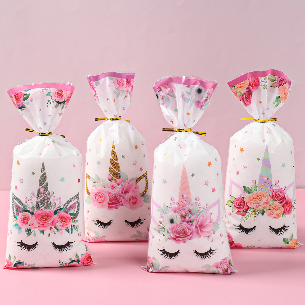 Bolsas de unicornio para dulces, 25/50/100 piezas, embalaje de , decoración de de cumpleaños, bolsa de para niña, suministros de cumpleaños para Baby Shower