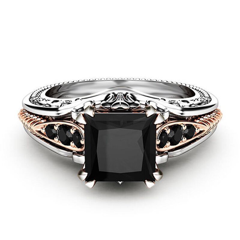 925 sølv 1 karat diamant prinsesse til kvinder anillos bizuteria obsidian topas ædelsten sølv smykker bijoux femme ring anel: 6
