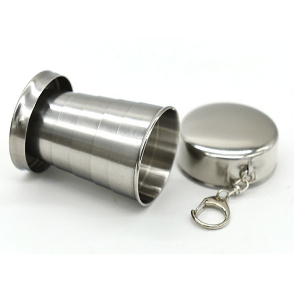 Taza plegable para viajes al aire libre, vaso retráctil portátil de acero inoxidable, copa para vino de Metal, Mini taza plegable telescópica de vidrio, 75ml