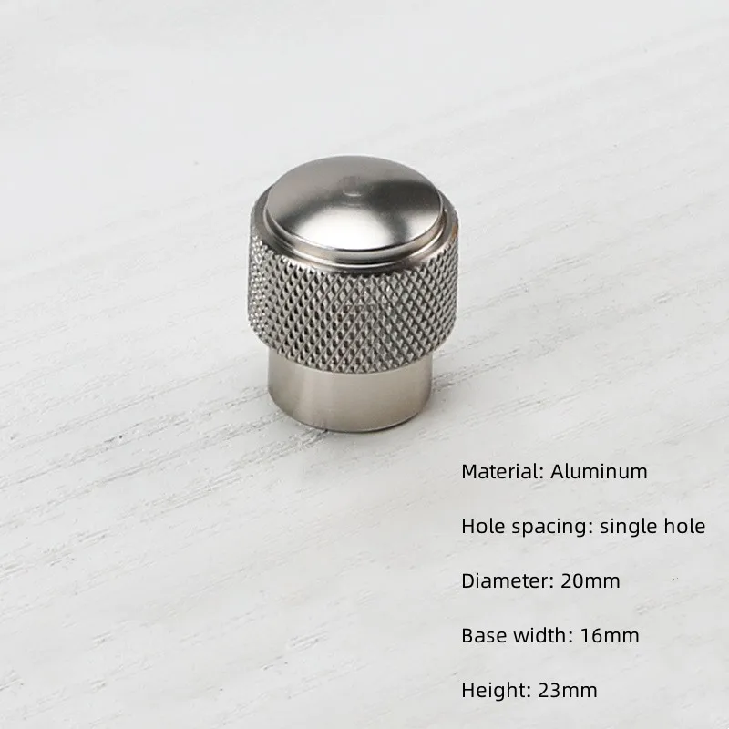 Manija de un solo orificio de aluminio plateado, cajón de armario moderno, perilla redonda, muebles de armario de cocina, manija de puerta pequeña, decoración del hogar: Gris claro
