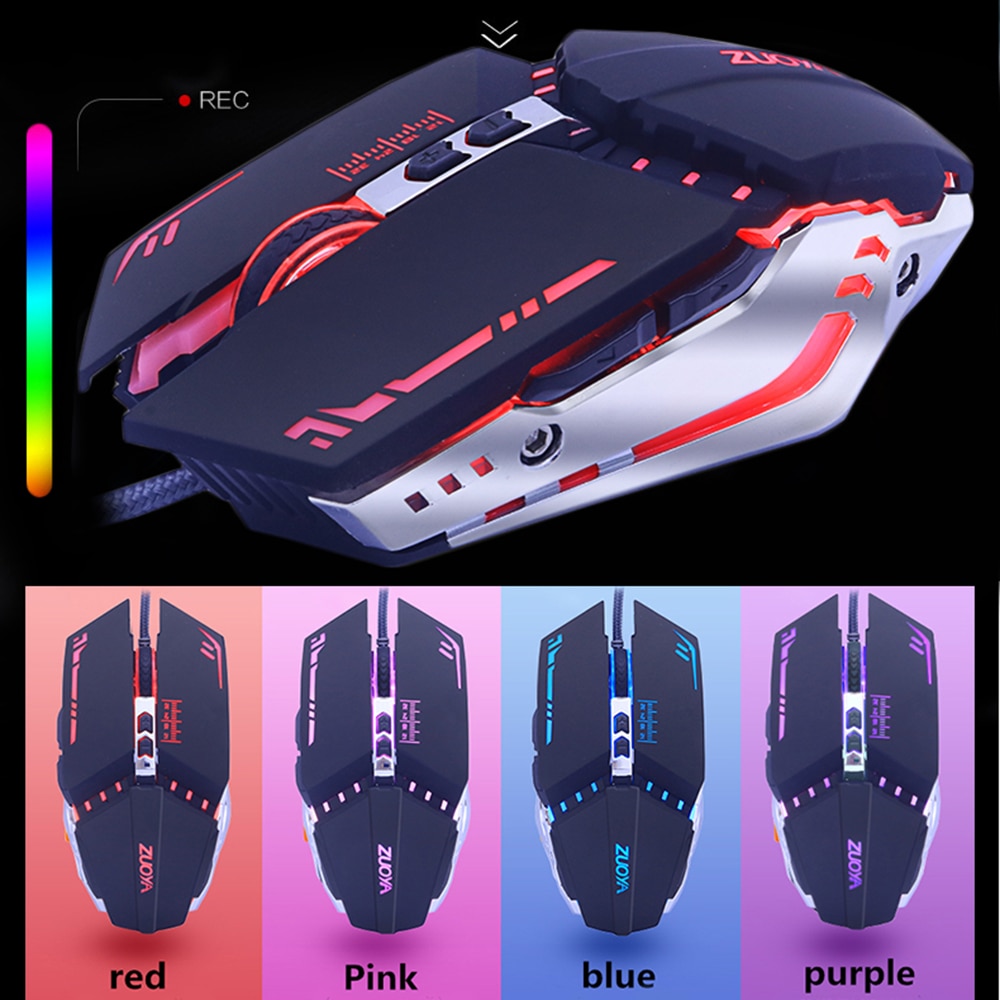 ZUOYA Wired Gaming Mouse 7 Button LED Optical USB Computer Gamer Mice Game Mouse Cable Mause For PC Laptop