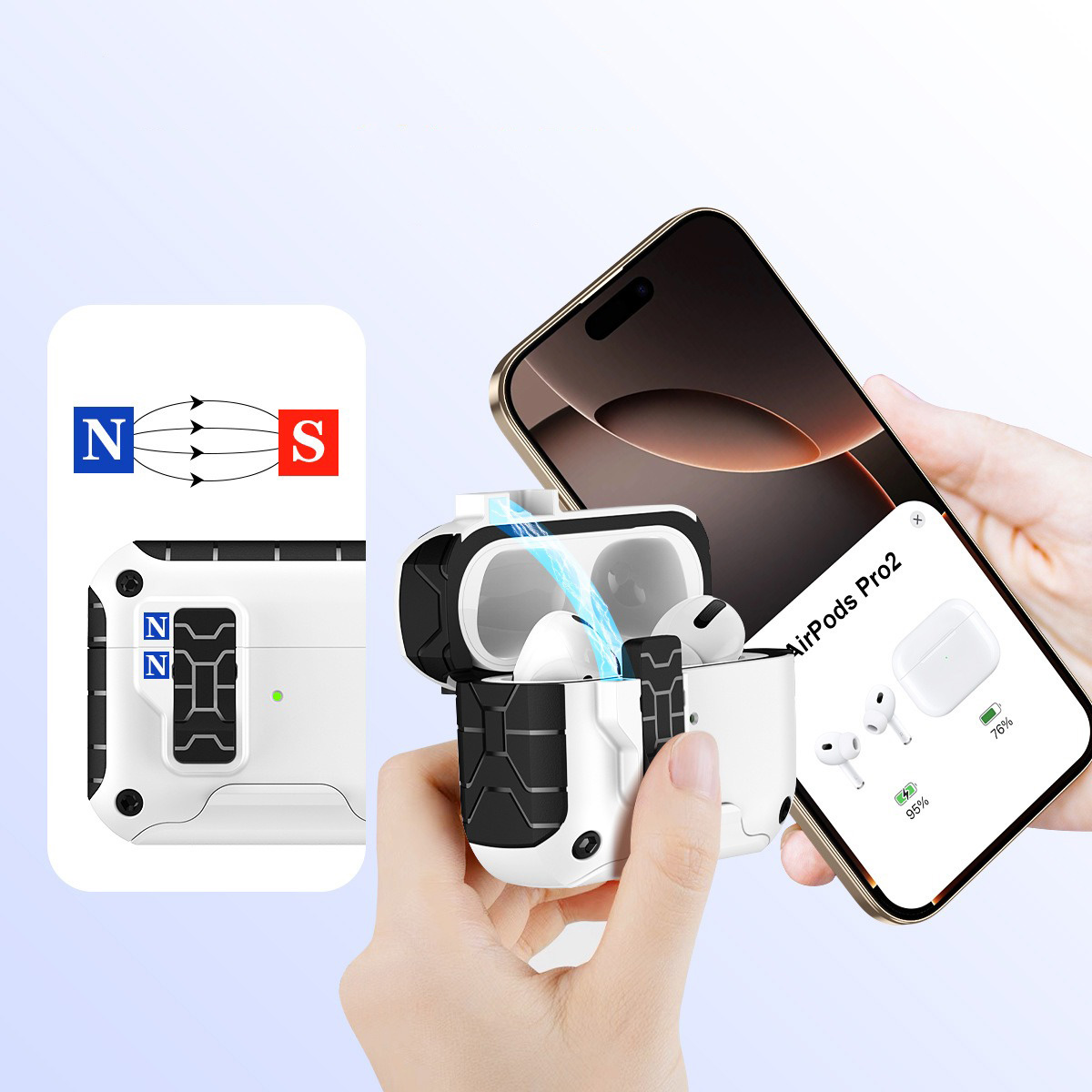 Secure Lock Clip Oortelefoon Case Cover Voor AirPods Pro 2e Generatie Schokbestendig Case Voor AirPods 4 Pro 2 Met Telefoon houder