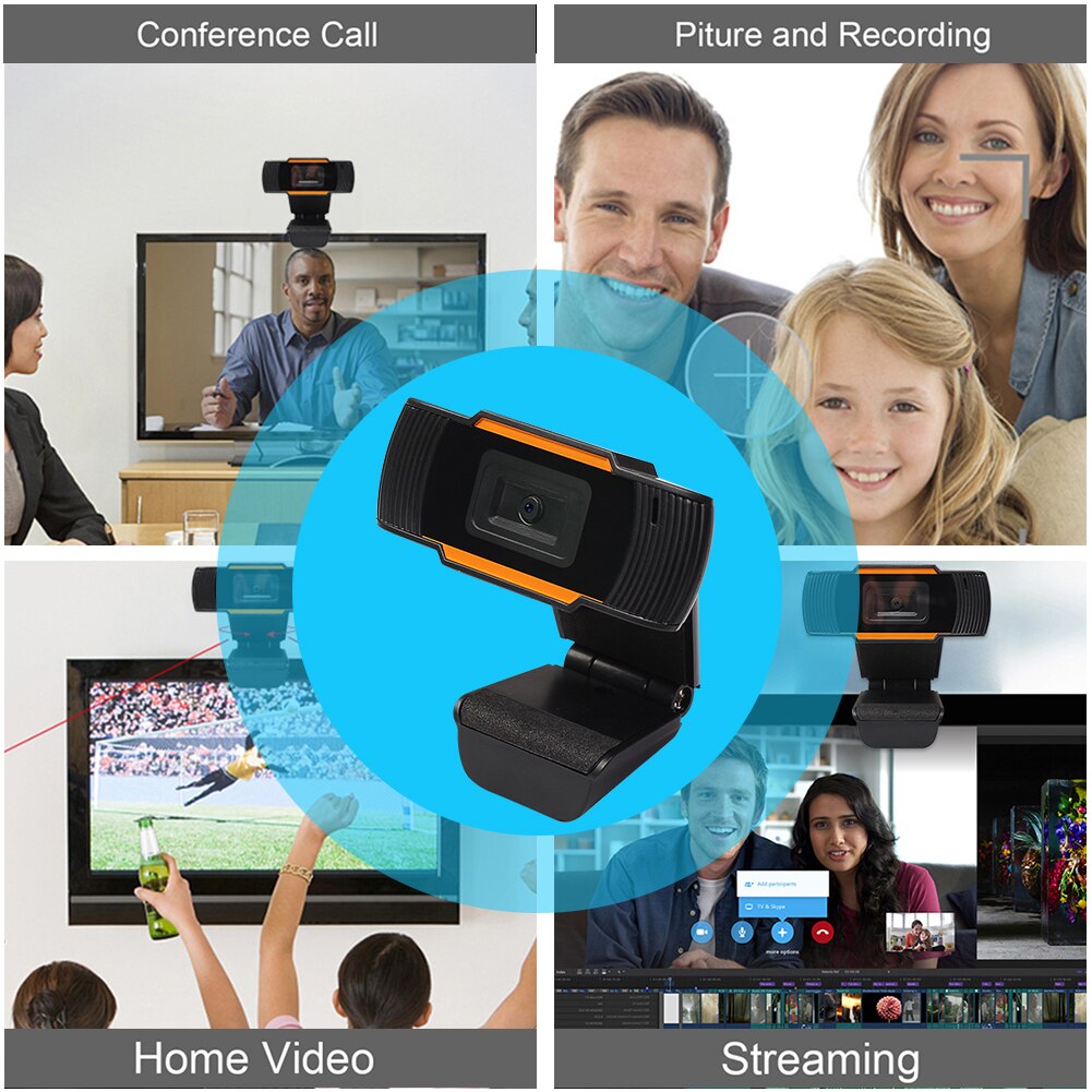 HD Webcam with Built-in Microphone USB Driver Free Web Camera for Windows 10 8 7