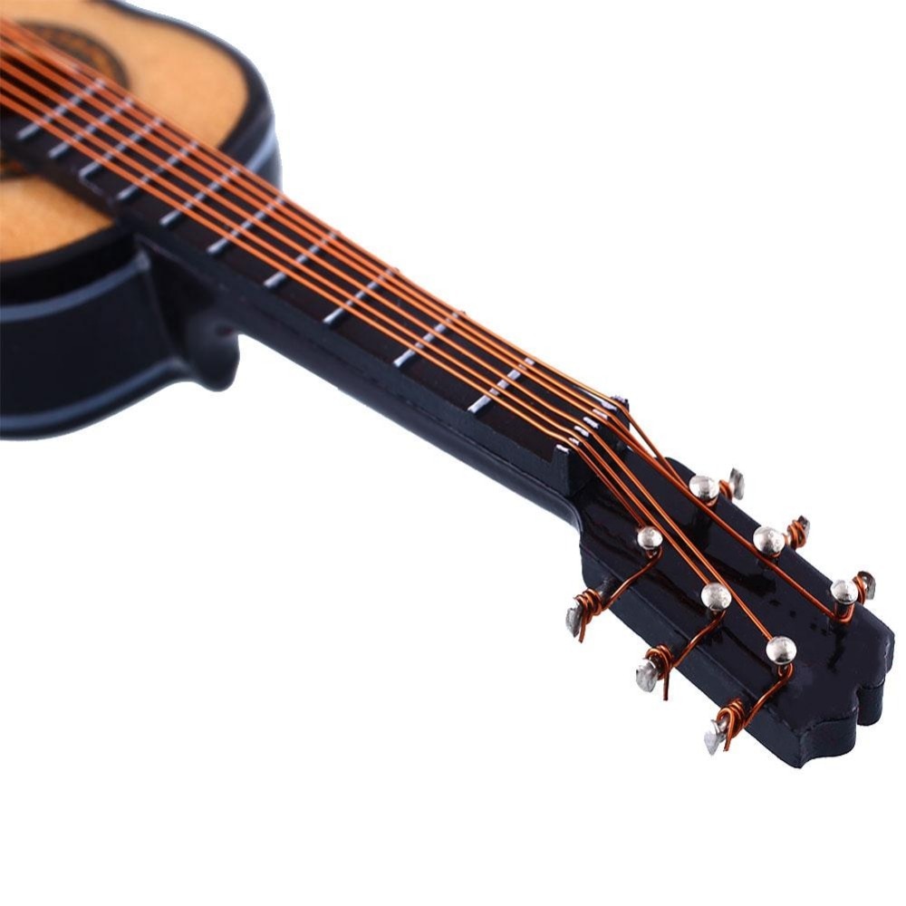 Houten 1:12 Miniatuur Gitaar Mini Akoestische Muzikale Bas Instrument Ornamenten Poppenhuis Case Elektrische Model Speelgoed Accessoires