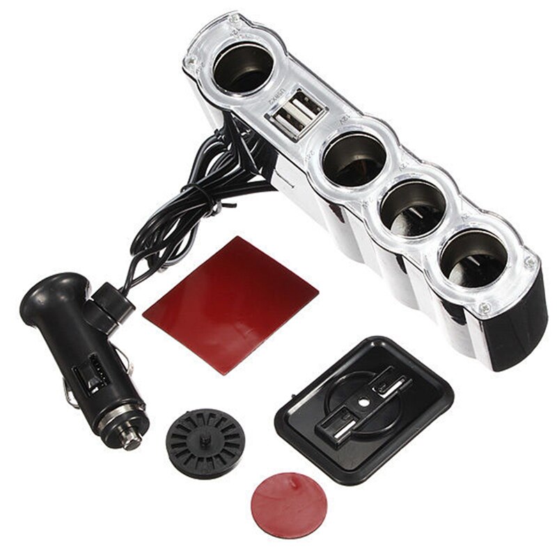 4 -weg stopcontact auto sigarettenaansteker splitter 2 usb poort stekker adapter oplader