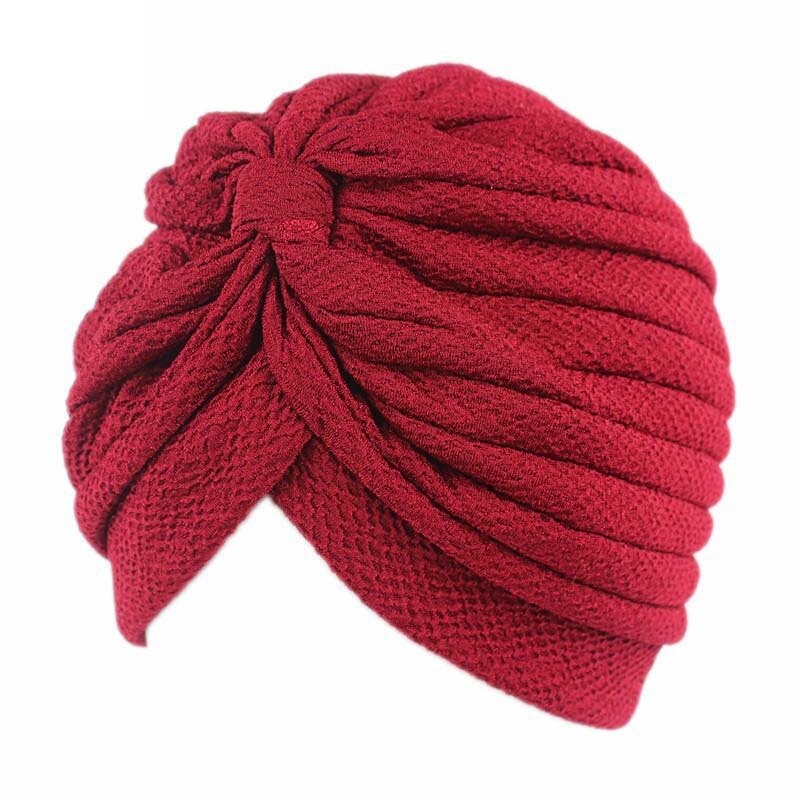 Muslimsk huvudduk keps kvinnors håravfall hårskydd tråd förtjockad elastisk tyg indisk mössa kemoterapi hijab populär: Vinröd