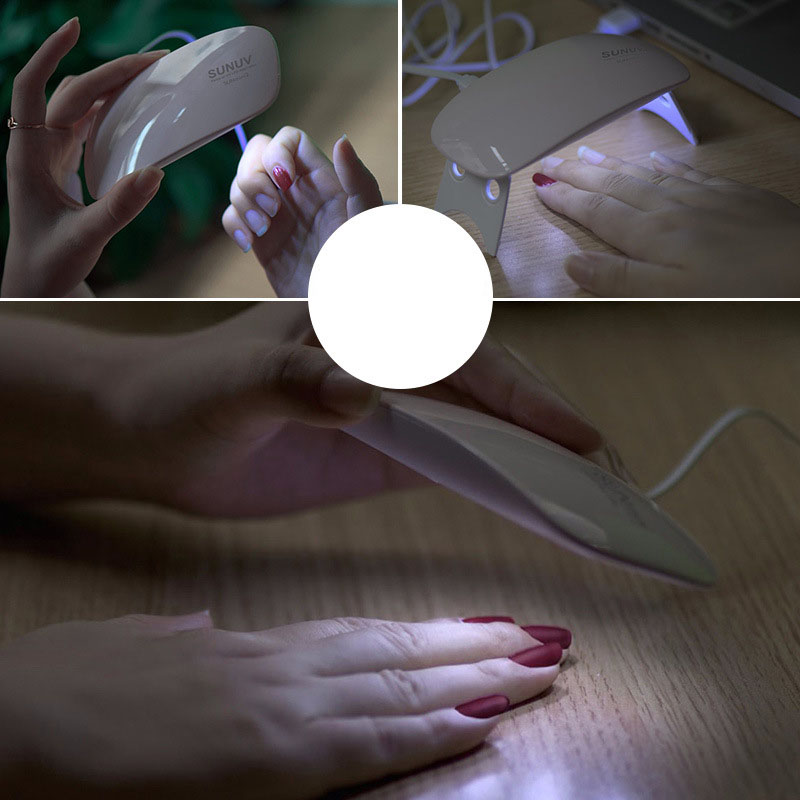 Bærbar mini 6w uv led-lampe neglelaktørrer til hjemmebrug 45s/60s timerindstilling gel neglemaskine skønhedsværktøj  wh998