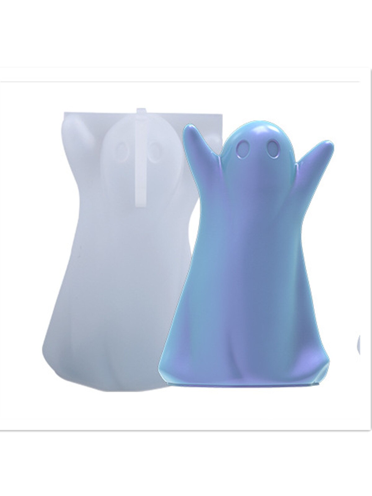 Halloween spøgelse karneval stearinlys silikone form til gør-det-selv håndlavet aromaterapi lys ornamenter håndværk sæbeform hånd: Lysegrå