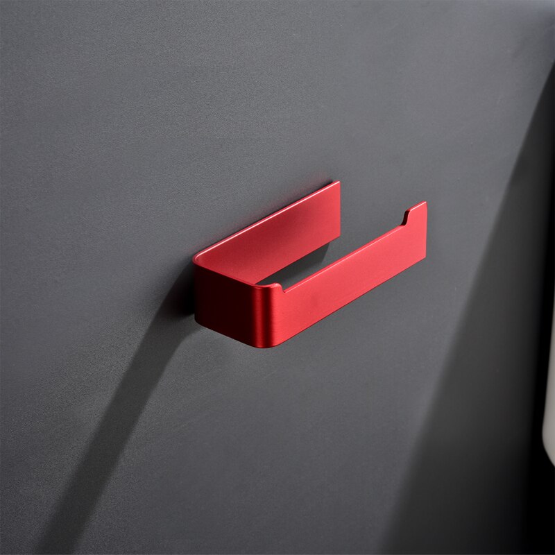 Aluminium Badezimmer Zubehör Sets 3M Band Wc Pinsel Halter Keramik Wc Rollen Papier Halter Rot Robe Haken Handtuch Halter: Paper Holder