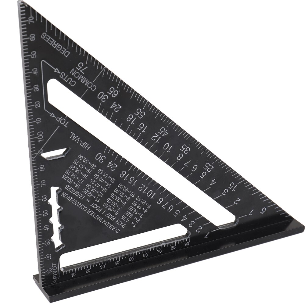 Triangle Rulers Aluminum Alloy 90 degrees 45 degrees Set Square 7in Black Metric Square Ruler