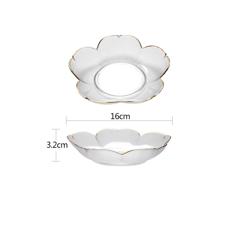 Tallerken med glasblomster, gylden kantplade, japansk kirsebærblomst lyserød glassmagsskål, underkop, snack, dessertskål: 4