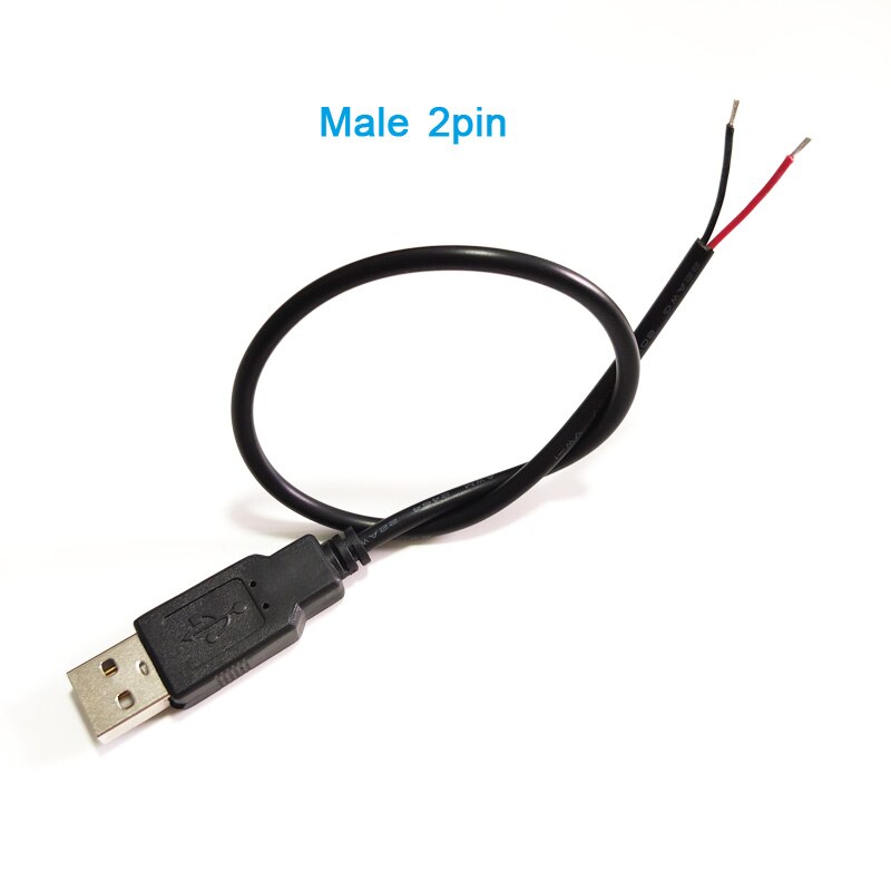 0.3m 1m 5V Power Supply Cable USB 2.0 Female Male 2Pin 4Pin Wire Jack Charger Charging Cord Extension Connector: USB Male 2Pin / 100cm