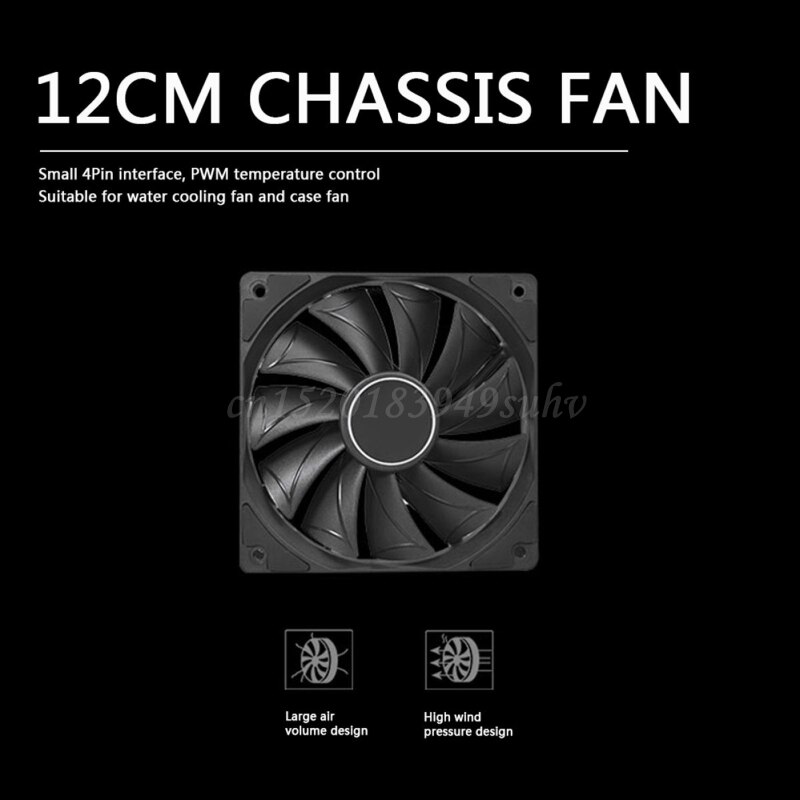 4 Pin 120MM 1800RPM PWM PC Case Fan Speed Adjustable High Airflow CPU Radiator Long Life Ultra Quiet Computer Cooling Fan Black