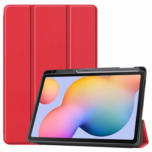 iBuyiWin Soft Silicone Smart Case for Samsung Galaxy Tab S6 Lite 10.4 SM-P610/P615 Tablet Capa Cover With Pencil Holder Funda: Red