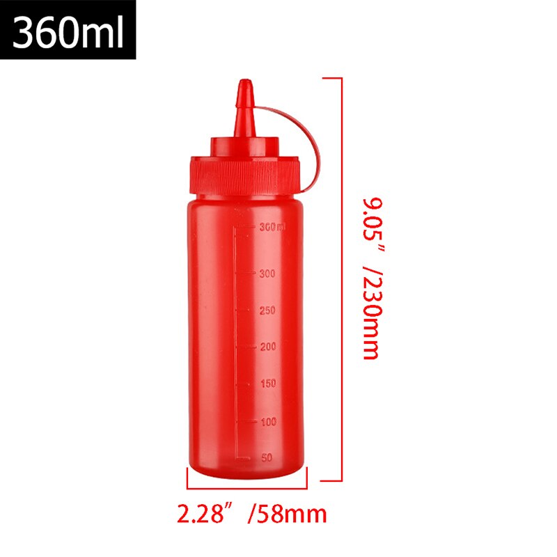 Plastic Squeeze Squirt Condiment Bottles with Cap Leak Proof Refillable Condiment Container for Kitchen Ketchup Mustard Sauces: red-360ml