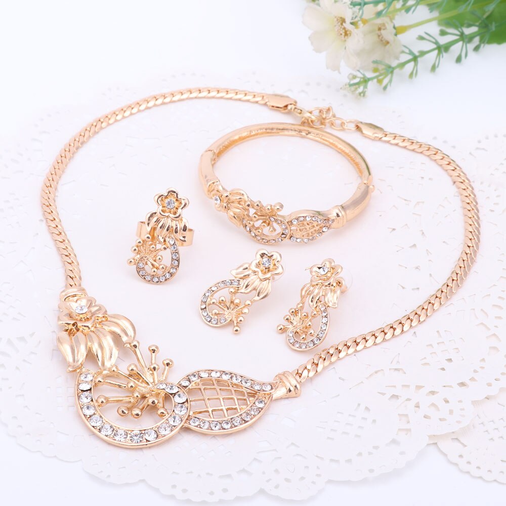 African Wedding Jewelry Sets African Women Necklace African Beads Jewelry Sets Indian Jewelry: gold set