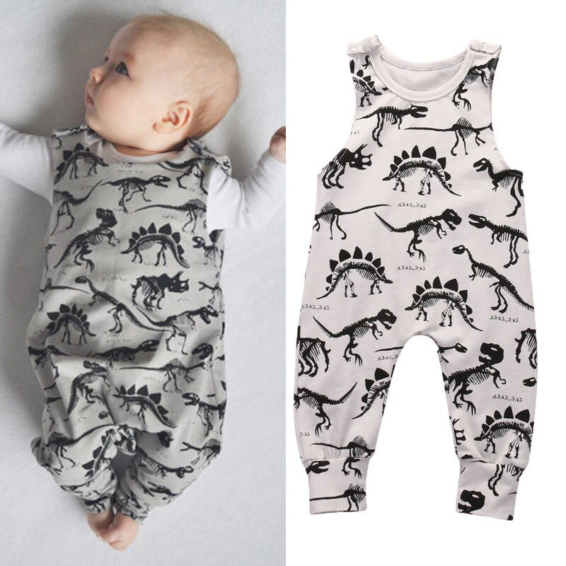 0-18Months dinosaur printed Rompers for born infant baby Boy Sleeveless Jumpsuits summer