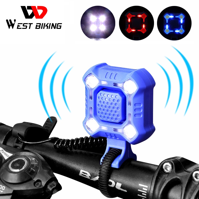 Westen RADFAHREN 140 dB Fahrrad Glocke 4 Lampe Radfahren Licht 1200mAh Elektrische Horn Wasserdichte USB Ladung Lauter Alarm Sicherheit fahrrad Glocke
