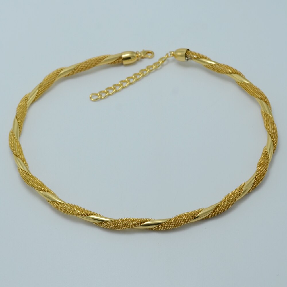 Anniyo 43CM + 7CM,Chokers Necklaces for Women Round Necklace Gold Color African Accessories #003706