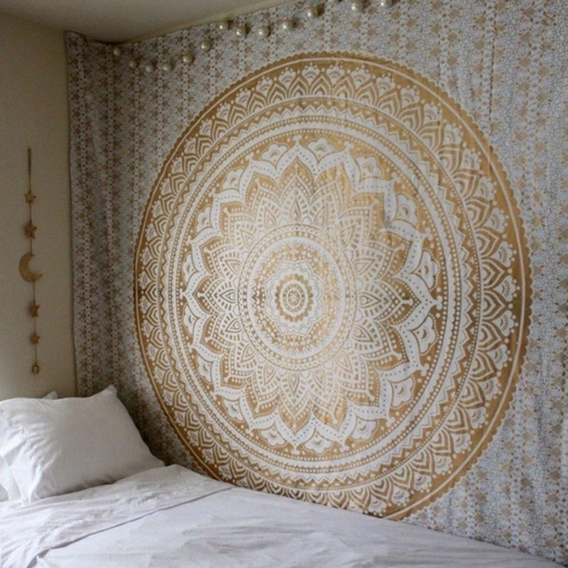 Indien Mandala Wandteppich Hängen Macrame Wand Tuch Wandteppiche Psychedelic Nacht Sky Mond Wandteppich Teppich: A / L