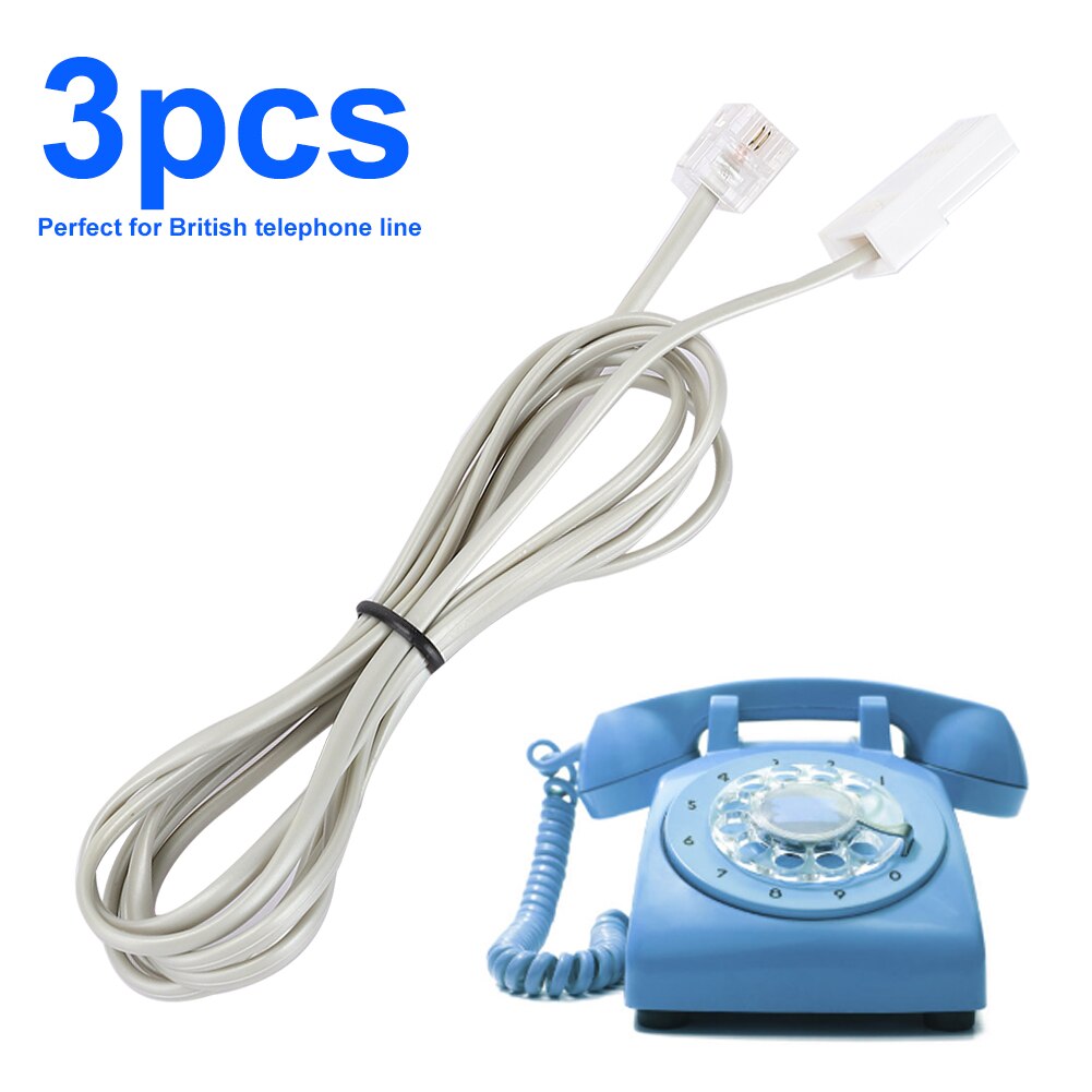 3Pcs Abs Shell Duurzaam Zilvergrijs Gladde Textuur 1.5M Lengte Kabel Britse Telefoonsnoer Speciale Draad Telefoon Accessoire.