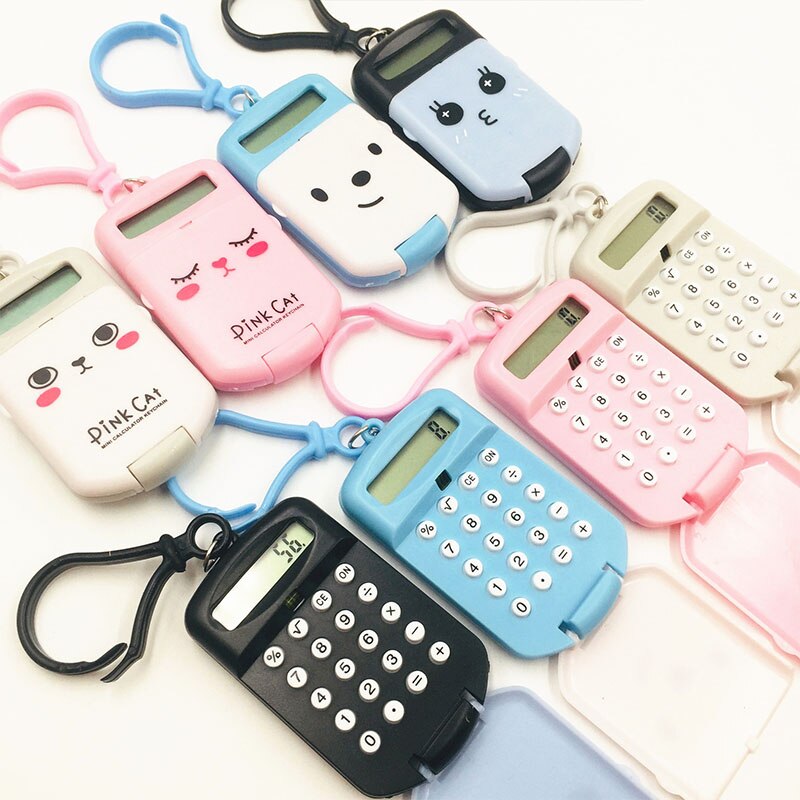 1pcs Portable Digit Calculator Kawaii Mini Calculator Pocket 8 Display Cartoon Cute Keychain Calculator Office Supplies