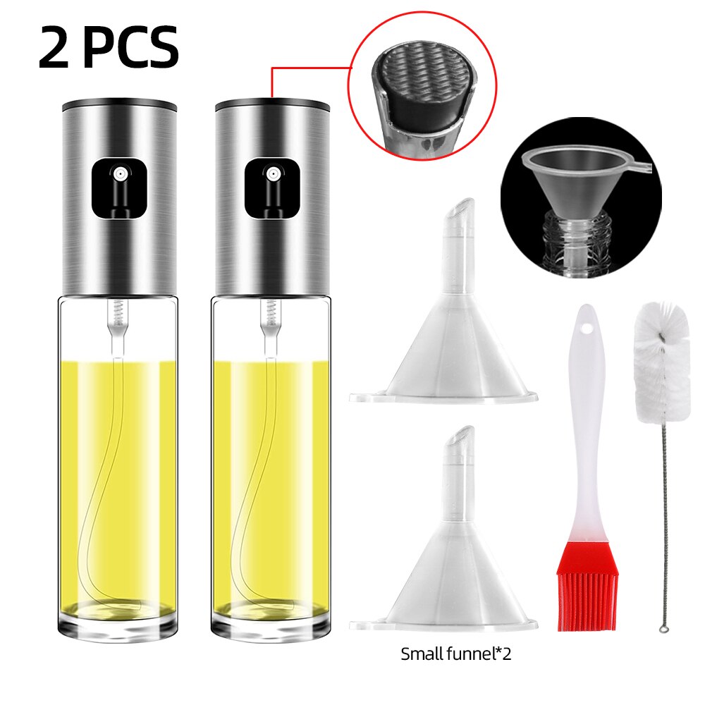 Kitchen Olive Oil Bottle Dispenser Glass Oil Pump Spray Bottle Sprayer for Oil and Vinegar Leak-Proof BBQ Sprayer Cookware Tools: 2 X Set A (Glass)