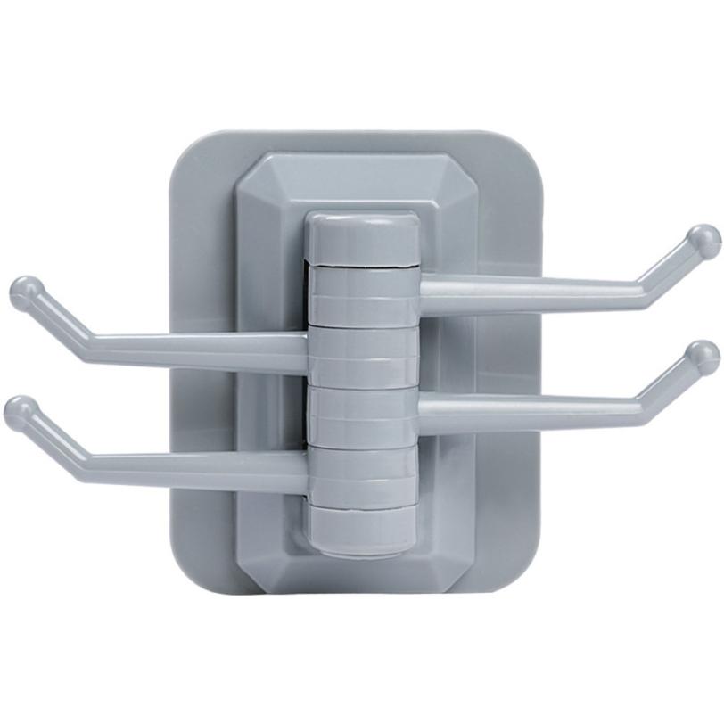 Rotary 4-Hook kitchen bathroom wall rack towel rack without screw and trackless hook YH-460117: BU