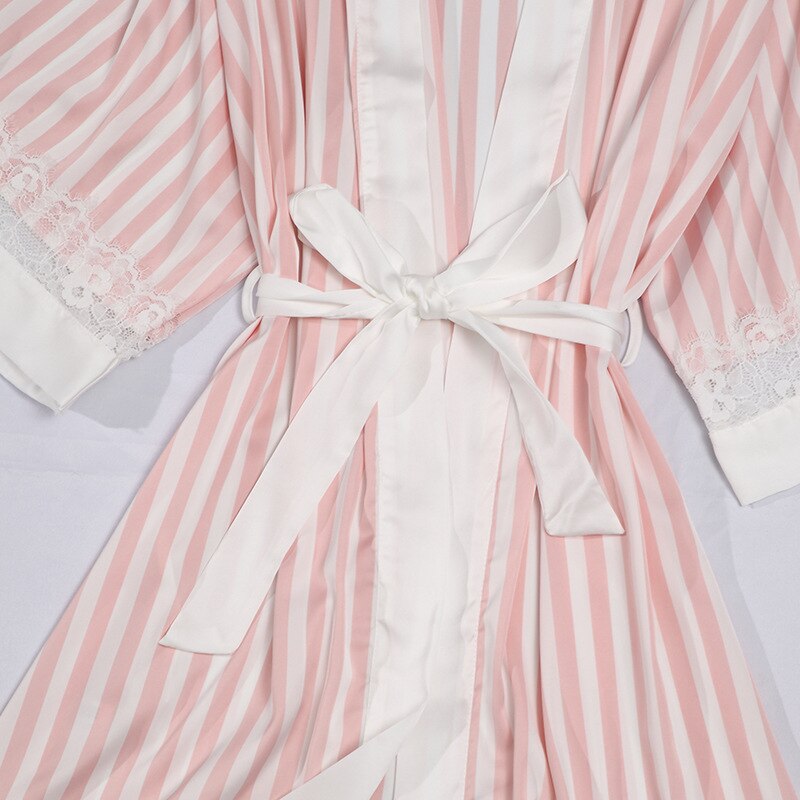 Camisón de seda con bata para mujer, conjunto de ropa de dormir de 2 piezas, de manga larga, para estar en casa