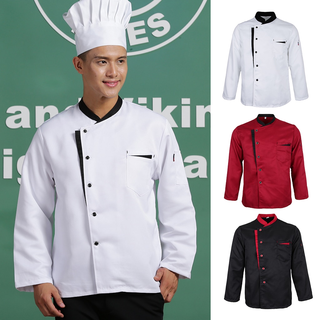 Långärmad kock jacka kappa hotell servitörer kök uniform toppar vit röd svart restaurang arbetskläder uniform