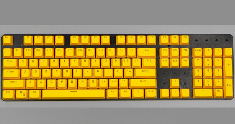 Russian/ PBT English Languag Keycaps Variety Of Color Choices For Cherry MX Mechanical Keyboard Key Cap Switches 104 Keys: yellow PBT