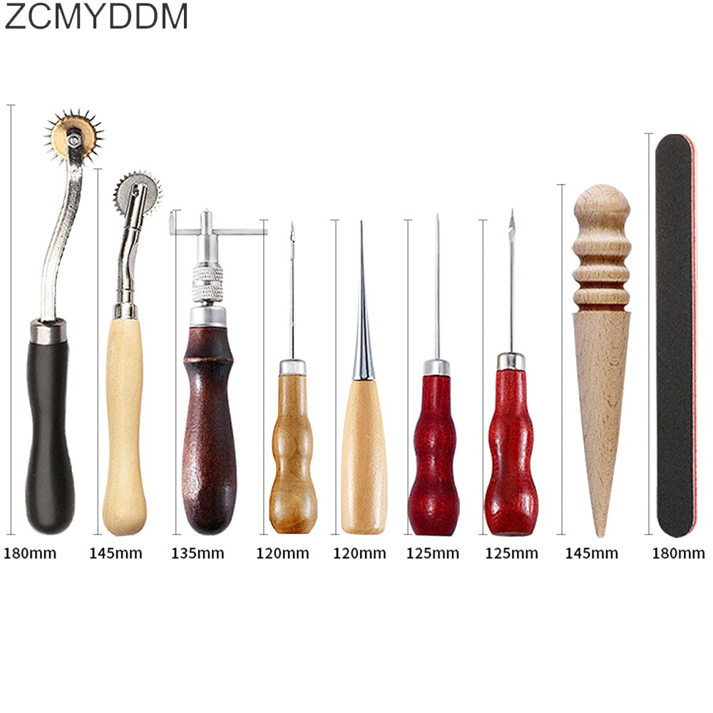 Professionelle Leder Handwerk Werkzeuge mit Groover Ahle Gewachste Gewinde Fingerhut Kit Hand Nähen Stitching Schlag Hand Nähen Liefert