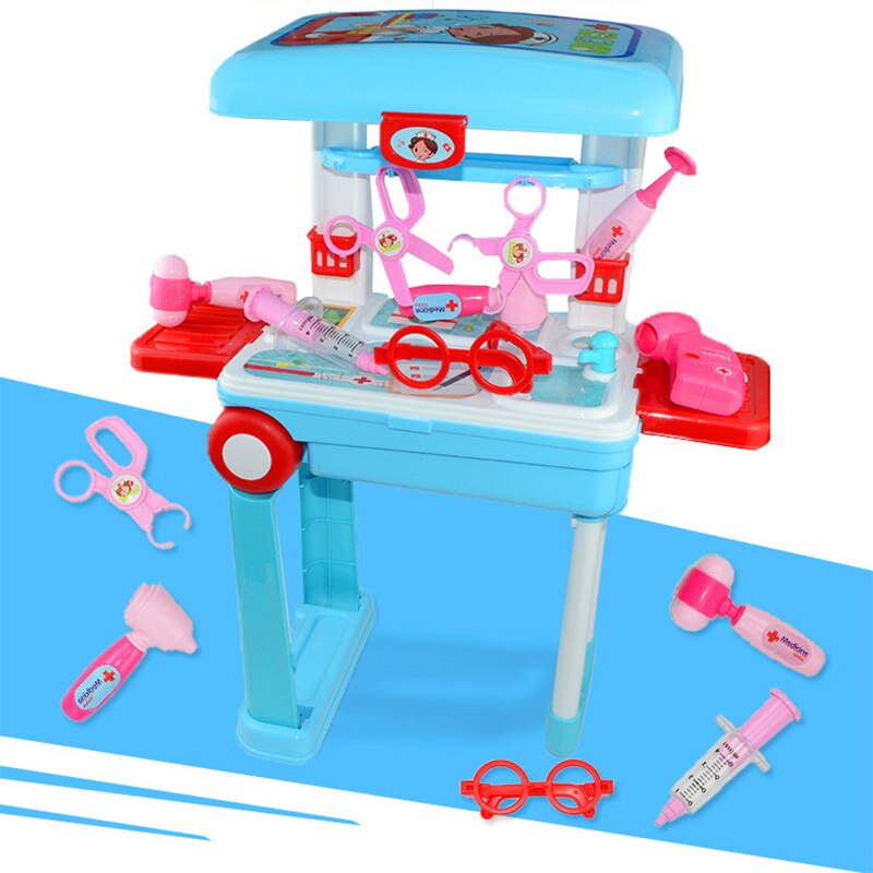 Baby Toy Chef Doctor Craftsman Makeup Artist Suitcase Portable Kitchen Set ABS Plastic Role Play Boy And Girl Play Kit: Medical kit