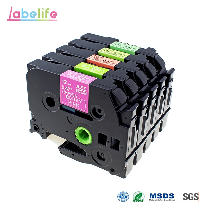 Labelife 5 Stks/partij Multi-color 12 Mm TZe-MQP35, TZe-MQG35, TZe-B31, TZe-C31, TZe-D31 Compatibel P-Touch Printer Label Set
