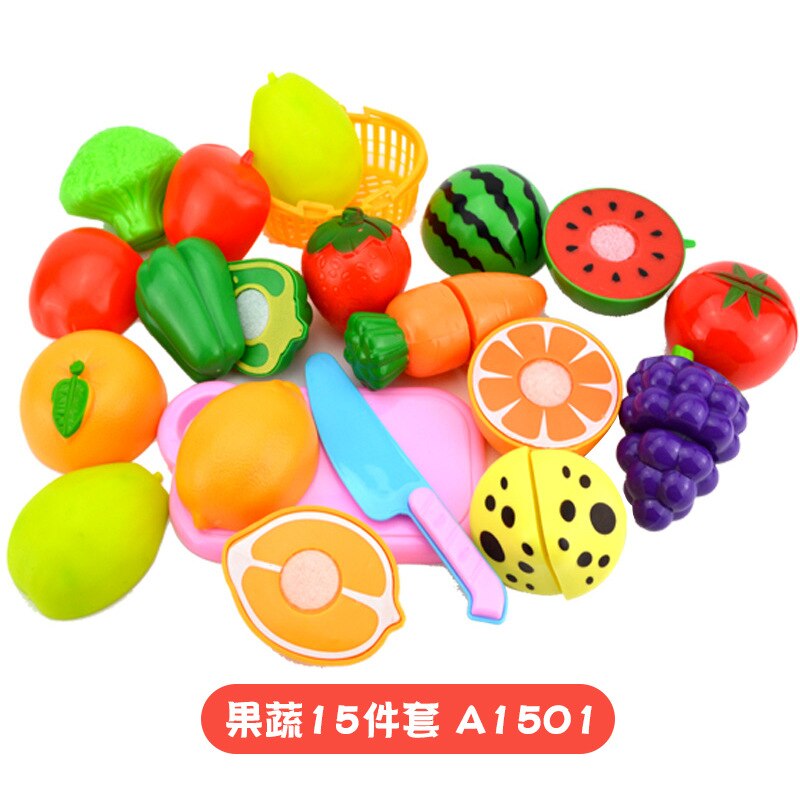 23Pcs/Set Children Play House Toy Cutting Fruit Vegetable Food Pretend Play House Toys for Children Kids Educational Toys: 15Pcs vegetables