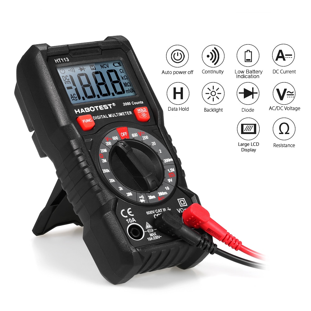 Digitale Multimeter 2000 Counts Portable Multi Meter Voltmeter Amperemeter Ohmmeter Meten Ac Spanning Weerstand Test