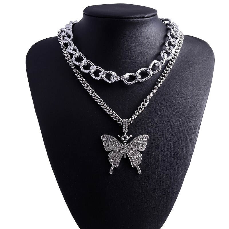 Luxuriöse Kristall Multilayer Schmetterling Halsketten für Frauen Nette Perle Choker Halsketten Anhänger Mädchen Schmuck Geburtstag: Style 4