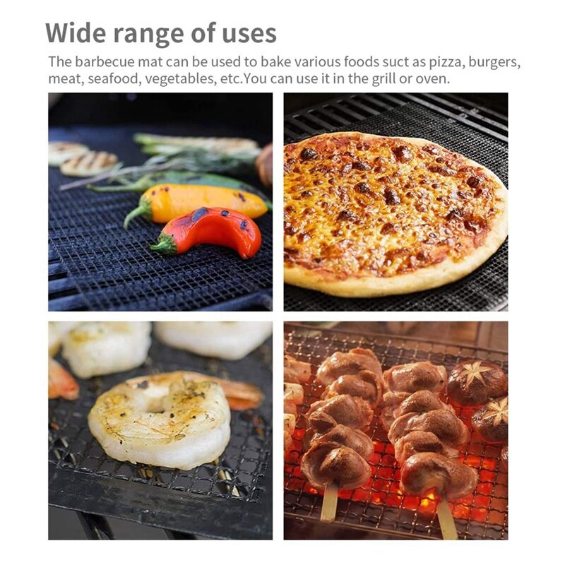 5 Pcs BBQ Grill Mesh Mats,Non-Stick Cooking Mats for Vegetables/Fish/Shrimp,Reusable Grilling Sheet Liner