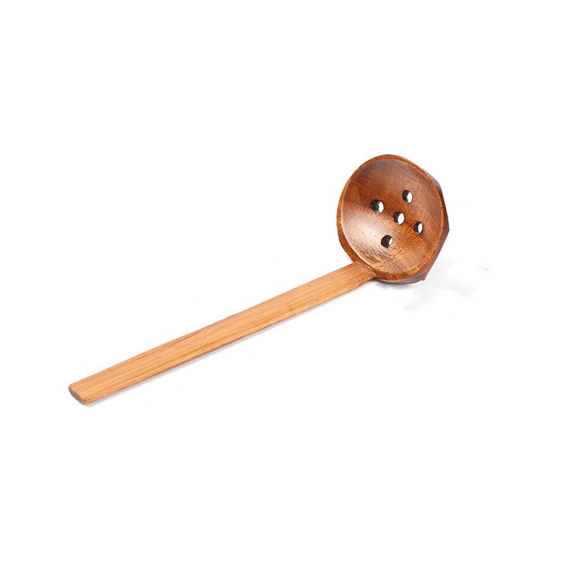 Cuchara de sopa de Ramen, cuchara de sopa de fideos japoneses con agujeros, cuchara grande de madera de cocina coreana, cuchara de madera: with hole