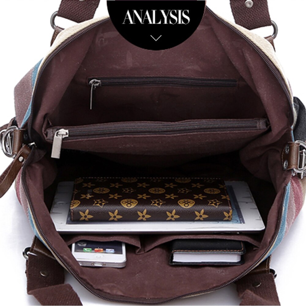 femmes sacs à bandoulière sacoche rayure Vintage bandoulière fourre-tout sac à main sac à main messager toile grand sac de voyage