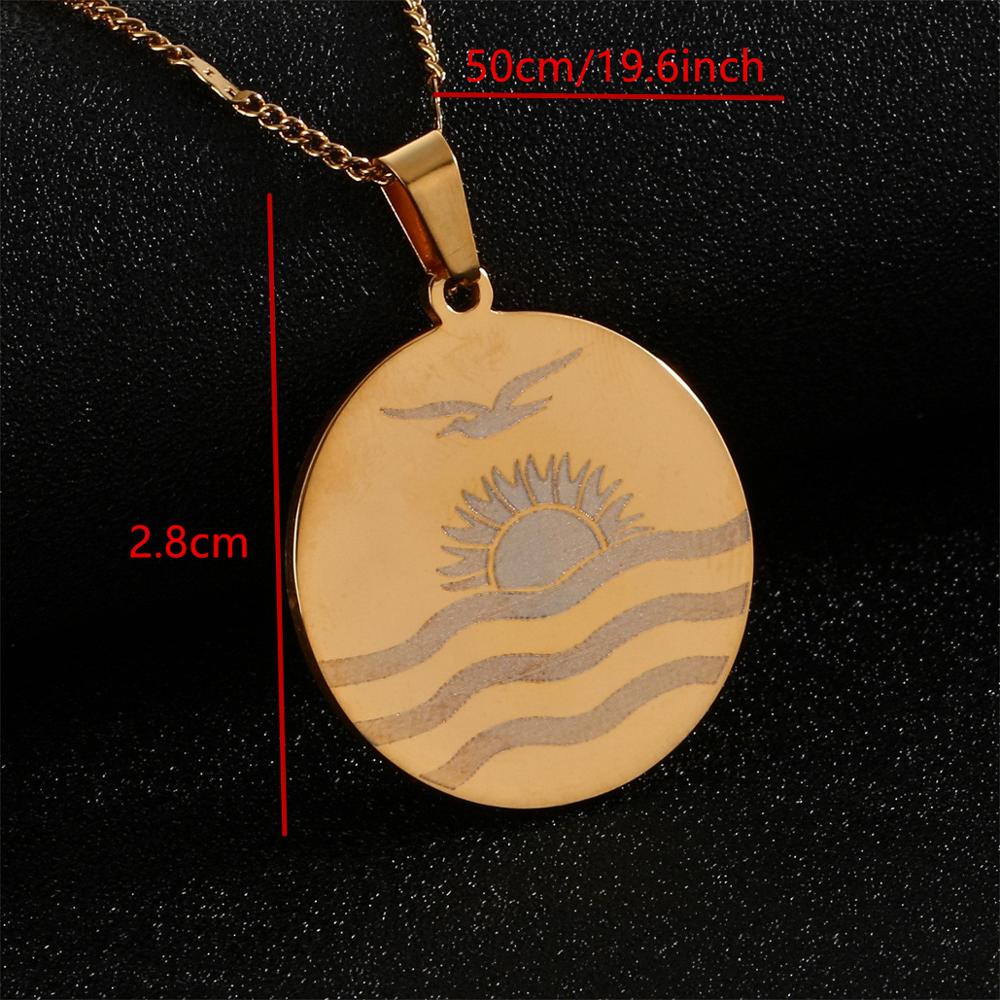 Rvs Trendy Kiribati Boboto Vlag Hanger Ketting Ronde Ketting Sieraden
