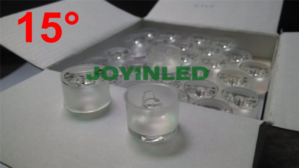 Lente LED impermeable de 15 grados, 20mm, superficie transparente PMMA para diodos de foco, soporte de lente óptico, 100 Uds./lote,