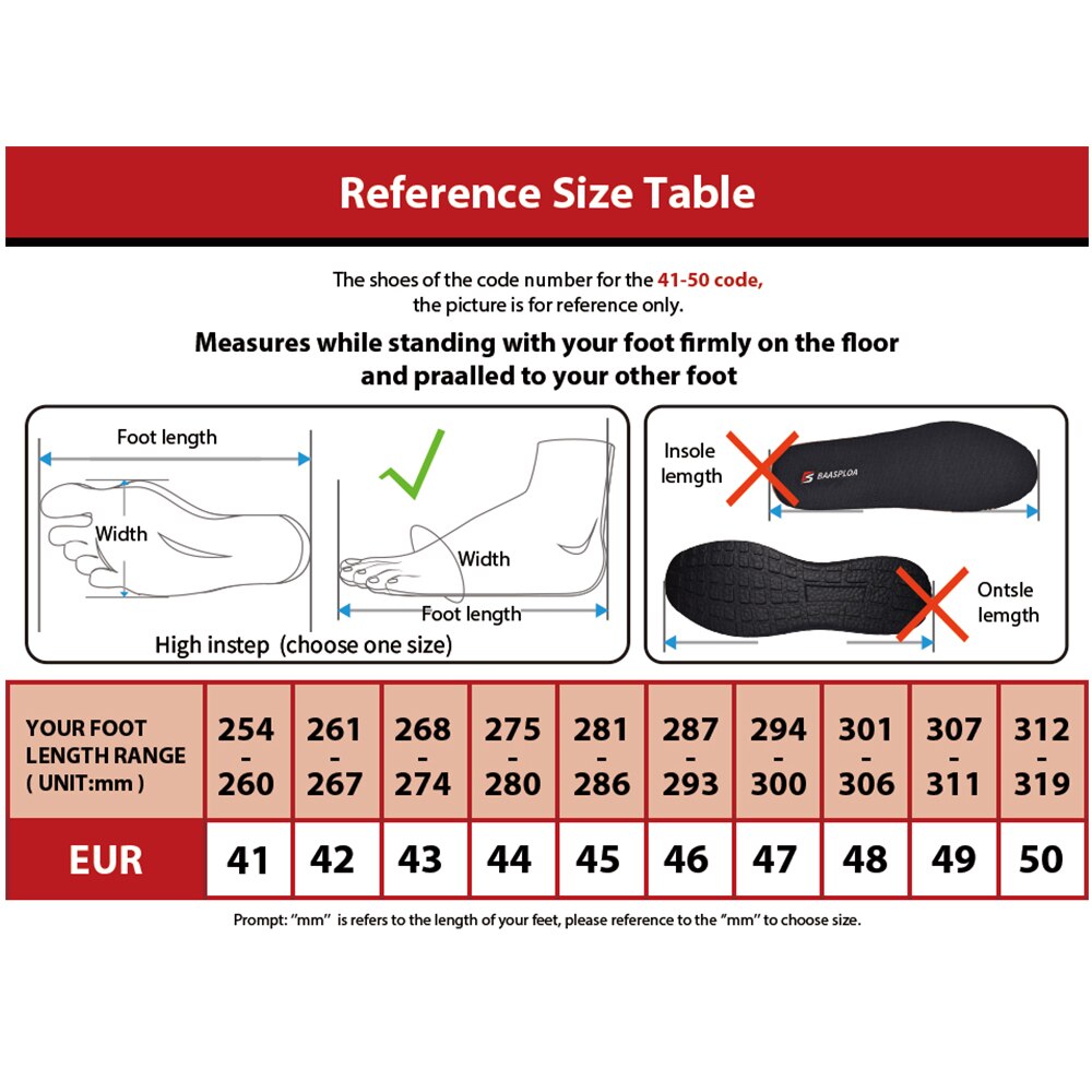 Baasploa Men Running Shoes Lightweight Sneakers Sneaker Male Breathable Tennis Shoe Non Slip Sport Shoes