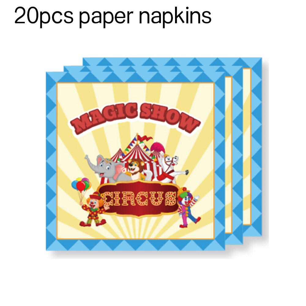 44pcs/set Baby Circus Animals Lion Carnival Party DIY HAPPY BIRTHDAY Party Photobooth Props Backdrops Baby Shower Decorations: MM005-napkins-20pcs