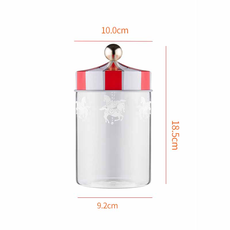Carousel With Lids Food Storage Container Cereal Lemon Coffee Beans Snack Kitchen Storage Moisture Proof Transparent Glass Jar: M