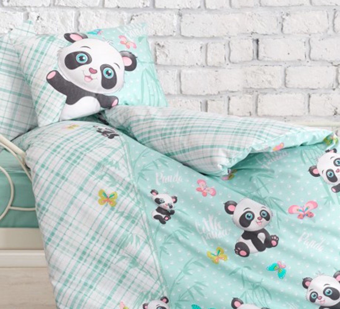 Panda mint algodão capa de edredão conjunto para bebês envio-ultra macio, leve, 100 algodão