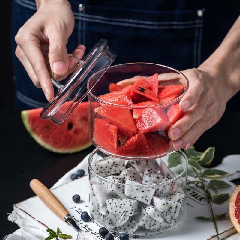 nordycki prostota przezroczyste żaroodporne szklane słoiki nordycki DIY cukierki lody jakości nie rozlać sałatka przezroczysta miska