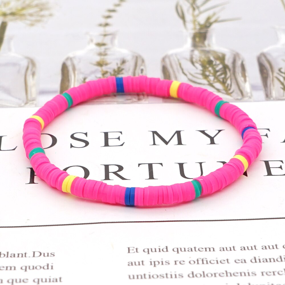 Go2Boho Boho Jewellery 4mm Heishi Bracelet For Women Jewelry Colorful Polymer Clay Beads Bracelets Femme Batch