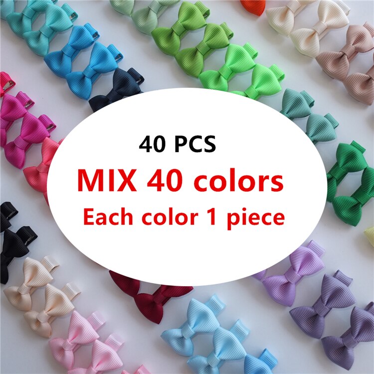 40 PCS Cute Hair Clips Bow Boutique Baby Girls Mini bows Hairbow Alligator Clips Barrettes Hairpins Hairgrips Hair Accessories: MiX All 40 Colors